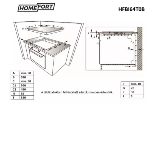 HOMEFORT HFBI64T0B Beépíthető Indukciós főzőlap Keret nélküli, 7400 W, Érintőszenzoros, Gyerekzár, Booster funkció