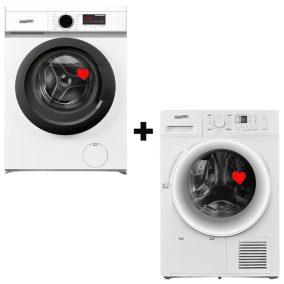 HOMEFORT HME17121UW Elöltöltős mosógép + HOMEFORT HSZH81UW Hőszivattyús szárítógép   HOMEFORT HME17121UW Elöltöltős mosógép + HOMEFORT HSZH81UW Hőszivattyús szárítógép