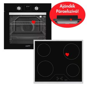 HOMEFORT HSB64DGB Beépíthető fekete sütő + HOMEFORT HFBK64T2B kerámia főzőlap + ajándék HPK611B Beépíthető fekete kihúzható elszívó   HOMEFORT HSB64DGB Beépíthető fekete sütő + HOMEFORT HFBK64T2B kerámia főzőlap + ajándék HPK611B Beépíthető fekete kihúzható elszívó
