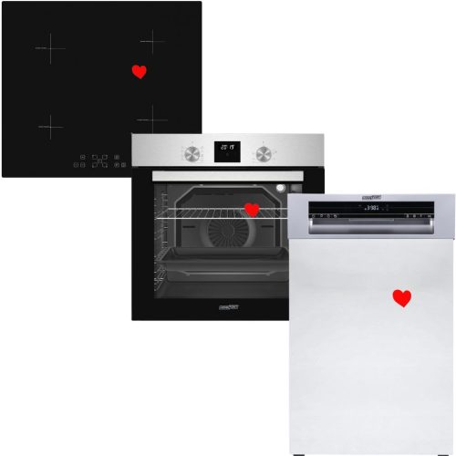 HOMEFORT HSB64DGX Beépíthető Sütő + HOMEFORT HFBI64T0B Beépíthető Indukciós főzőlap + HOMEFORT HMGF0421DS Beépíthető mosogatógép