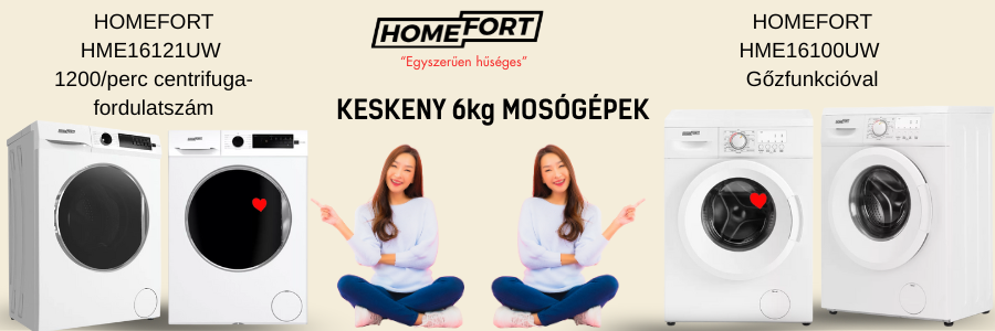 6kg keskeny homefort mosógépek